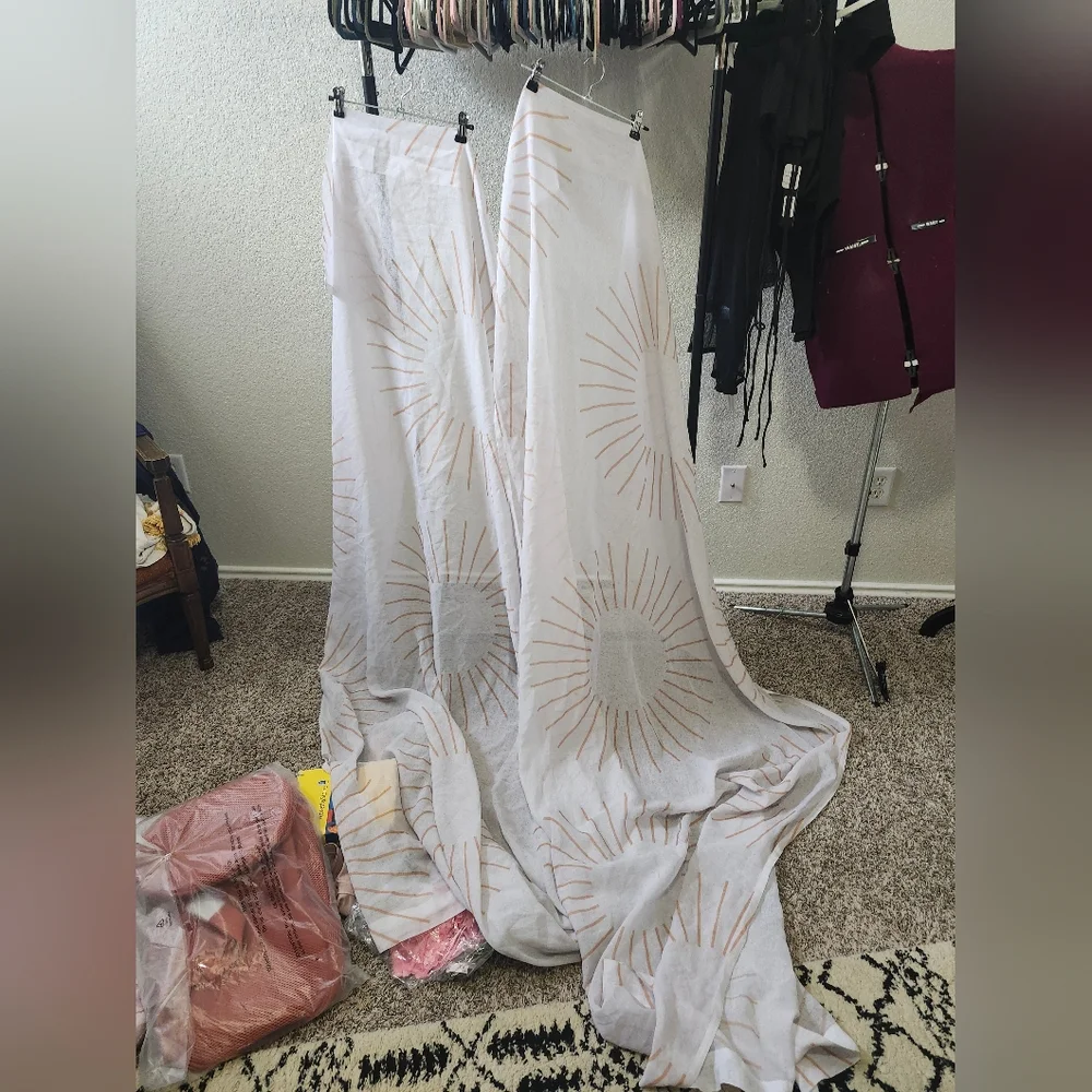 Society6 White and Tan Sunburst Curtains